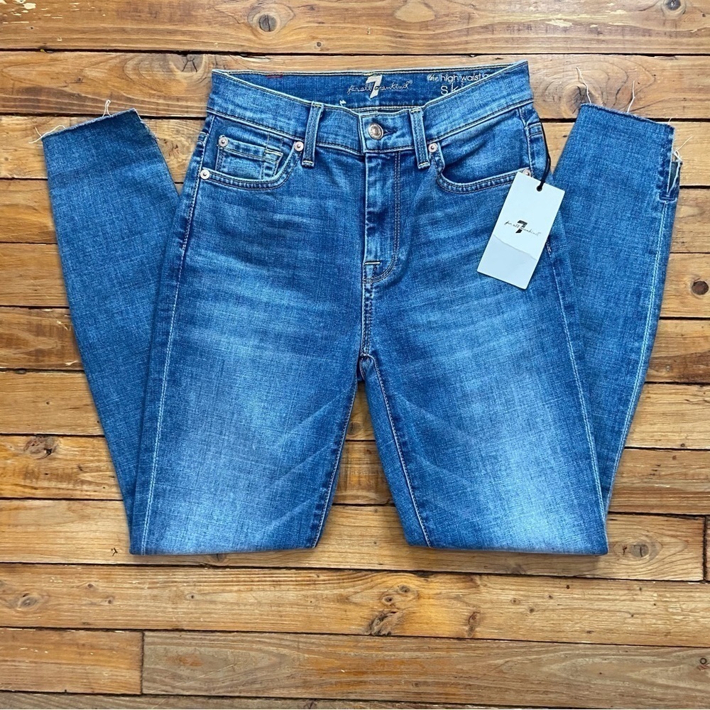 7 for all mankind high waist ankle skinny women stretchy jeans size 24